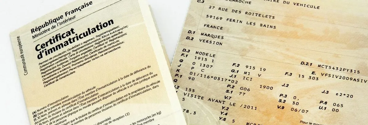 Carte grise, certificat d'immatriculation